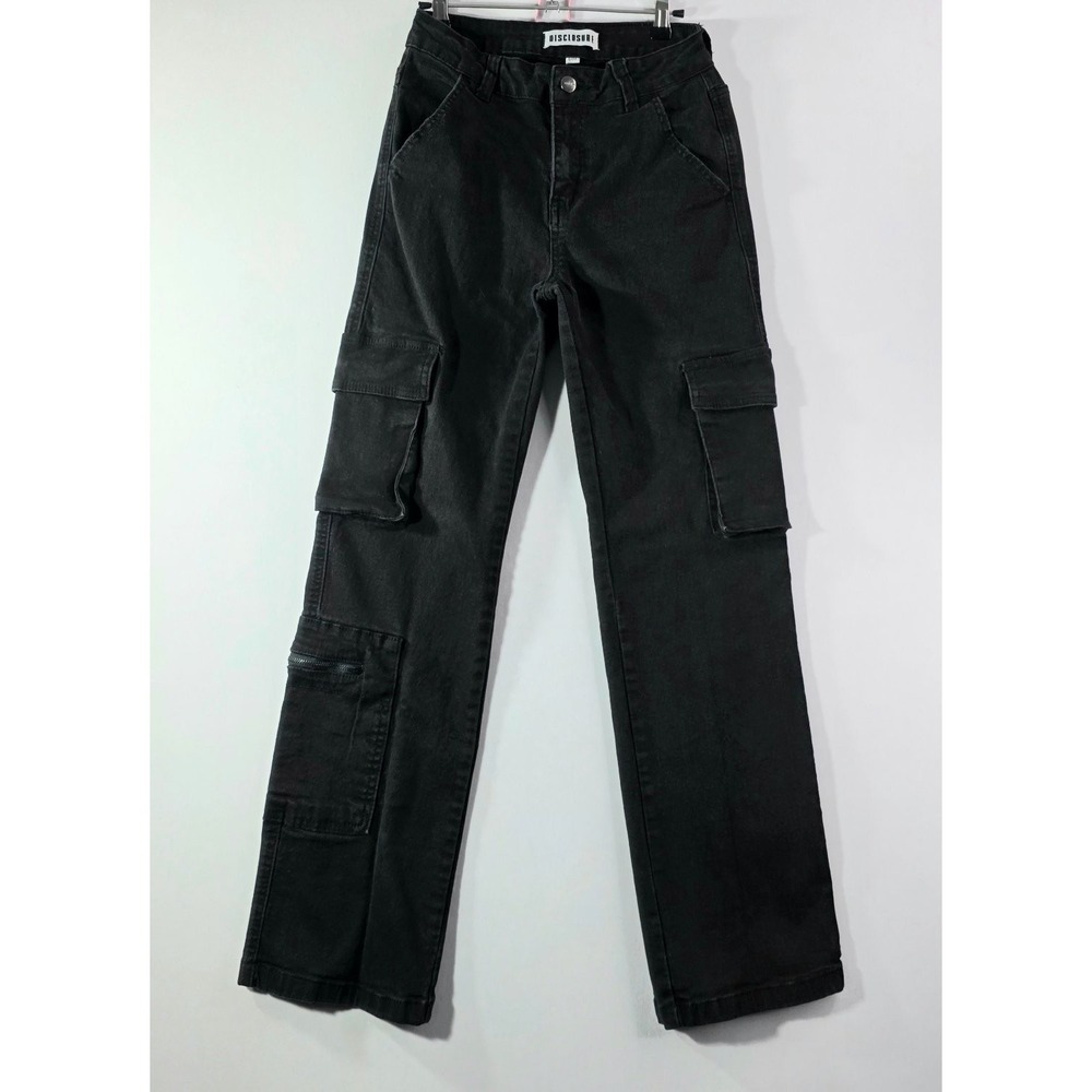 Disclosure Cargo Pants Womens 5/27 Black Straight Leg Utility Trousers